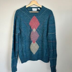 Vintage Bill Dilfort Mohair Silk Blend Arglye Sweater Size M